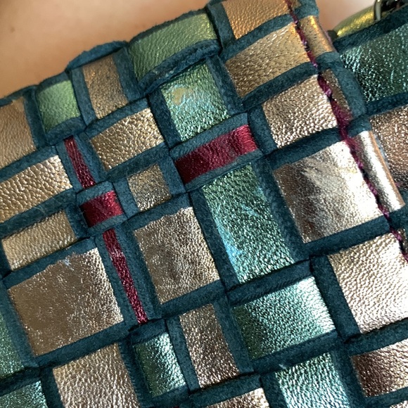 Woven leather multicolor crossbody purse chain strap - Picture 9 of 9